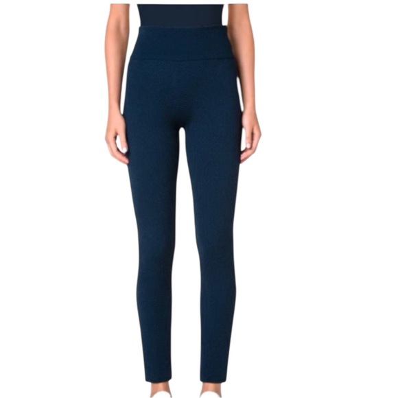 Akris Punto Pants - Akris Punta High Waisted Leggings, Pull On/Side Zipper, Blue/Black, Size 8